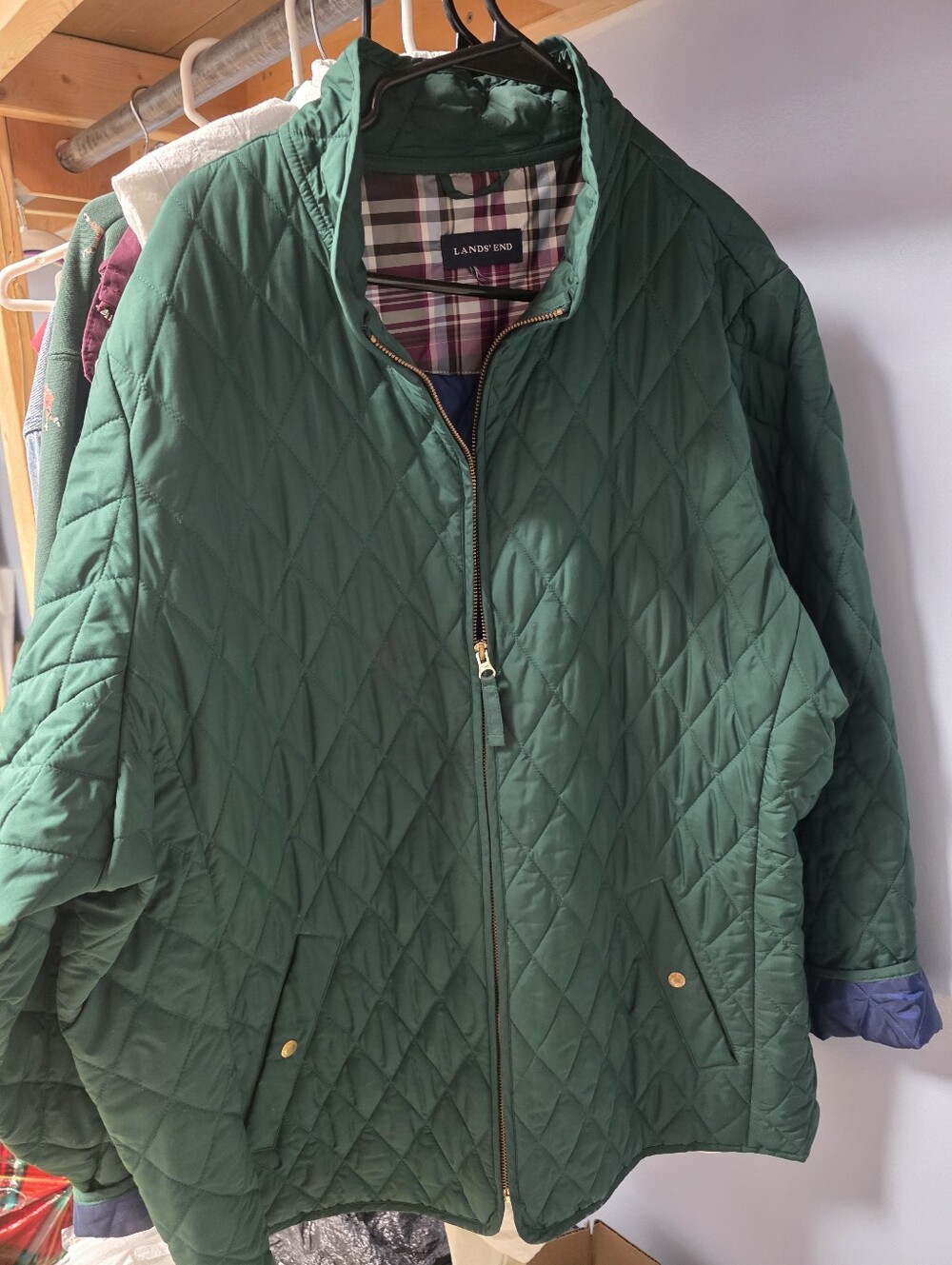 Lands' End Quilted Forest Green Puffer Jacket